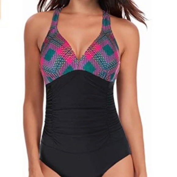 Shely One Piece Ruched Tummy Control Swim Suit Women’s Small NWT - Picture 1 of 12